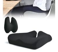 Comforts Seat & Lumbar Cushion, Comforts Orthopedic Seat Cushion, Ergonomic Memory Foam Seat Cushion - Relieves Tailbone & Lower Back Pain, Works on Any Chair, Anywhere (Black, Set)