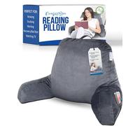 ComfortSpa Reading Pillow Bed Wedge Large Adult Backrest Lounge Cushion with Arms and Pockets | Back Support for Sitting Up in Bed/Couch for GERD Heartburn Bedrest (Grey)