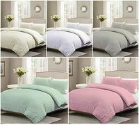 ComfortStyle Elegant Seersucker Duck Egg Duvet Cover Set With Pillow Cases - Puckering Ruched Crinkle Poly Cotton Easy Care Fabric Quilt Bedding In UK Size (Duck Egg, Double)