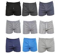 ComfortStyle Pack-3 Men's Jersey Boxer Shorts Plain or Printed Check Design - Breathable Classic Cotton Rich Boxers Underwears Trunks (as8, alpha, m, regular, regular, Assorted Shorts (3 Pack))