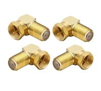 Comforty 4-Pack Gold-Plated 90 Degree Coaxial Cable Connector, F Male to F Female, for Cable TV, Satellite Dish, and TV Receiver