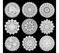 comfoyar 18 Pieces 35 cm Round White Lace Doilies for Table, Crochet Vintage Rustic Handmade Cotton Placemats for Kitchen Furniture Dining Wedding Party Table Cup Vase Decoration