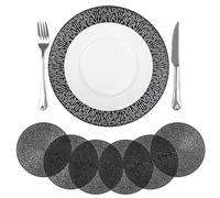 comfoyar 38cm Round Vinyl Black Placemats Set of 6 for Party Decoration