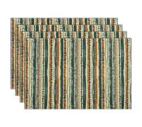 comfoyar Boho Colorful Striped Placemats Set of 4, 30x45cm Non-Slip Linen Place Mats, Washable Absorbent Rectangular Table Mats for Indoor Kitchen Dining Party Table Decoration