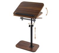 comfoyar C Shaped Side Table Adjustable Height, 360° Swivel 180° Flip End Table with Slat for Sofa Bed Bathtub, Laptop Stand TV Coffee Table Tray for Snack Drinks Eating, Small Space