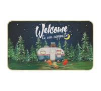 comfoyar Camping Doormat, Welcome to Our Campsite Campervan Floor Mat, Welcome Rug With Rubber Backing for Shoe Scraper, Non Slip, Washable for Motorhome Outside Camper Decor (43x75cm)