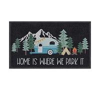 comfoyar Caravan Door Mat, Home is Where We Park It Camping Doormat 45X75cm | Welcome Carpet with Rubber Backing, Non Slip Dirt Trapper, Washable Campervan Floor Mat Rug for Motorhome Indoor Outdoor
