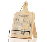 comfoyar Cookbook Stand for Kitchen, Wooden Recipe Book Holder with Measurement Conversion Chart, Foldable Cook Book Stand for Display Reading, Hangable, Gifts for Women Mom Wife Friends