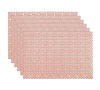 comfoyar Rose Gold Flower Placemats Set of 6, 30x45cm Washable Wipeable Vinyl Metallic Pressed Hollow out Place Mats, Waterproof Oil Proof Table Mats for Kitchen Dining Party Table Decoration