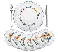 comfoyar Round Embroidered Placemats Set of 6, 35 cm Sunflower Place Mats with Leaf, Spring Summer Floral Doilies Table Mats for Home Kitchen Dining Party Table Decoration
