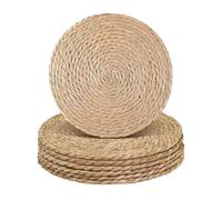comfoyar Round Hand Woven Placemats Plate Chargers Set of 6, 33cm Boho Natural Water Hyacinth Braided Place Mats, Heat Resistant Rustic Wicker Rattan Table Mats for Dining Table Farmhouse Decoration
