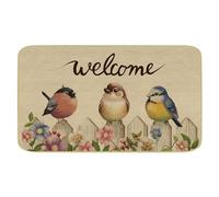 comfoyar Spring Birds Flower Door Mat, Welcome Decorative Mat, Non Slip Rubber Backing Doormats, Heavy Duty Dirt Trapper Floor Rug for Indoor Outdoor Entry Patio Garden Home accessories 43 x 75cm