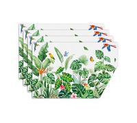comfoyar Summer Tropical Rainforest Table Placemats Set of 4, 45x30cm Washable Heat Resistant Palm LeafPlace Mats, Absorbent Natural Watercolor Linen Table Mats for Kitchen Dinning Party Decoration