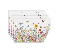 comfoyar Sunflower Wildflower Table Placemats Set of 4, 45x30cm Washable Heat Resistant Green Leaf Place Mats, Absorbent Spring Summer Butterfly Linen Table Mats for Kitchen Dinning Party Decoration