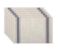 comfoyar Vertical Stripe Blue Rectangular Placemats Set of 6, 30x45 cm Non-Slip Heat Resistant Vinyl Place Mats, Washable Waterproof Table Mats for Indoor Kitchen Dining Party Table Decoration