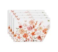 comfoyar Watercolor Floral Table Placemats Set of 4, 45x30cm Washable Heat Resistant Rose Hydrangea Branch Place Mats, Absorbent Butterfly Natural Linen Table Mats for Kitchen Dinning Party Decoration