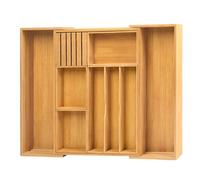 comfoyar Wooden Cutlery Tray for Kitchen Drawers, Expandable Utensil Drawer Organiser with Removable Dividers, 3-10 Adjustable Compartments Bamboo Cutlery Drawer Organiser for Flatware