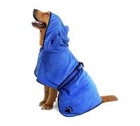 Comfpet Pet Drying Towels - Soft Absorbent Dog Bathrobe, Shower Coat (Blue, M)
