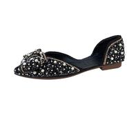 Comfy Ankle Strap Flat Sandals for Women Women's Pointed Pearl Single Shoes Korean Version Of The Spring And Autumn Fashion Shallow Mouth Soft Wege Platform Sandals Black Womens (Black,40)