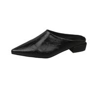 Comfy Ankle Strap Low Heel Shoes for Women Women's Spring Korean Version Of The Pointed Head Flat Bottom Half Slippers Female External Wear Heel Full Slippers Size 8 Womans (Black,40)