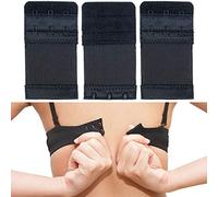 Comfy Bra Extension, 3 x Black, 3 x 2 Hook Row, for All Common Bra Models, Soft and Elastic, Washable, Bra Extender Set, Bra Elastic Straps, Bra Strap Extender, Bra Adjuster Back, Comfortable Extend