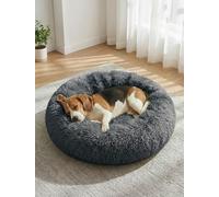 Comfy Calming Dog Beds Large Washable,Anti Anxiety Donut Ped Bed,Luxury Warm Fluffy Improved Sleep Amazingly Cat Bed Cuddler,Anti-Slip Bottom Round Puppy Bed for Small Medium Cat Dog（XL,Dark Gray）
