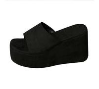 Comfy Chunky Sandals for Women Comfortable Sandals Women's New Europe And The US Foreign Trade Thick Bottom Slope With A Slippers Female High Heeled Summer Red Womens Sandles (BK1,4.5)