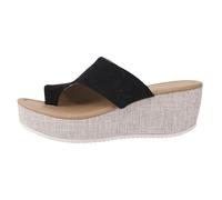 Comfy Chunky Sandals for Women Slip On Sandals UK Platform Espadrilles Mules For Women Open Toe Raffia Womens Shoes Summer Rainbow Sliders Girls Size 1 White (Black,6.5)