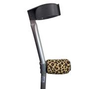 Comfy Crutch Handle Padded/Pad Covers Pair. Choice of Colours/Designs Purple Spot, Pink Hearts, Black Spot, Penguins, Rainbow, Union Jack, Leopard, Tartan, Camo - Free P&P (Leopard)