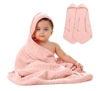 Comfy Cubs 2 Pack Baby Hooded 9 Layer Muslin Cotton Towel for Kids, Large 81 X 81 cm, Ultra Soft, Warm, and Absorbent. Baby Essentials Bath Towels, Cute Unisex Cover for Girls and Boys (2 Pack, Lace)