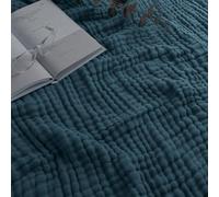 Comfy Cubs Adult Muslin Blanket Queen, 229 x 229 cm - Soft, Six-Layered, Lightweight, Breathable Cotton Blanket for All Seasons - Machine Washable, Stylish Home Decor - Neptune