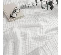 Comfy Cubs Adult Muslin Blanket Queen, 229 x 229 cm - Soft, Six-Layered, Lightweight, Breathable Cotton Blanket for All Seasons - Machine Washable, Stylish Home Decor - White