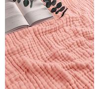 Comfy Cubs Adult Muslin Blanket Queen, 229 x 229 cm - Soft, Six-Layered, Lightweight, Breathable Cotton Blanket for All Seasons - Machine Washable, Stylish Home Decor - Lace Pink