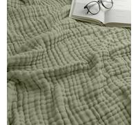 Comfy Cubs Adult Muslin Blanket Throw, 127 x 152 cm - Soft, Six-Layered, Lightweight, Breathable Cotton Blanket for All Seasons - Machine Washable, Stylish Home Decor - Sage