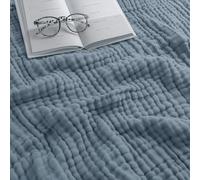 Comfy Cubs Adult Muslin Blanket Throw, 127 x 152 cm - Soft, Six-Layered, Lightweight, Breathable Cotton Blanket for All Seasons - Machine Washable, Stylish Home Decor - Pacific Blue