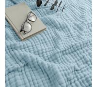 Comfy Cubs Adult Muslin Blanket Twin, 229 x 168 cm - Soft, Six-Layered, Lightweight, Breathable Cotton Blanket for All Seasons - Machine Washable, Stylish Home Decor - Sky Blue