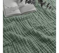 Comfy Cubs Adult Muslin Blanket Twin, 229 x 168 cm - Soft, Six-Layered, Lightweight, Breathable Cotton Blanket for All Seasons - Machine Washable, Stylish Home Decor - Fern