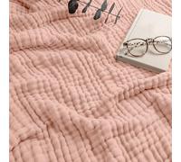 Comfy Cubs Adult Muslin Blanket Twin, 229 x 168 cm - Soft, Six-Layered, Lightweight, Breathable Cotton Blanket for All Seasons - Machine Washable, Stylish Home Decor - Blush