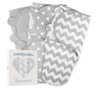 Comfy Cubs Easy Swaddle Blanket, 3 Pack - 100% Cotton Swaddle Set, Large for 3-6 Months Infants, Breathable and Durable Sleep Sack, Newborn Baby Gifts - Grey