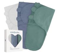 Comfy Cubs Easy Swaddle Blanket, 3 Pack - 100% Cotton Swaddle Set, Small for 0-3 Months Infants, Breathable and Durable Sleep Sack, Newborn Baby Gifts - Stone, Nomadic Blue, Azul