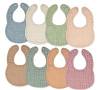 Comfy Cubs Muslin Baby Bibs Pack of 8 - Adjustable Drool Bibs with Easy Snap Closures - Soft and Highly Absorbent for Teething and Drooling - Unisex Design for Boys and Girls - Multicolor