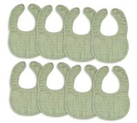 Comfy Cubs Muslin Baby Bibs Pack of 8 - Adjustable Drool Bibs with Easy Snap Closures - Soft and Highly Absorbent for Teething and Drooling - Unisex Design for Boys and Girls - Sage