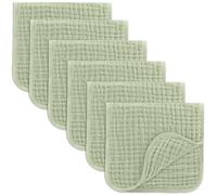 Comfy Cubs Muslin Burp Cloths 50 x 25 cm, Pack of 6 - Large 6-Layer Ultra-Absorbent 100% Cotton for Babies Drool & Messes - Safe & Gentle Baby Burp Cloth Set for Boys & Girls - Sage