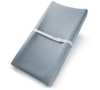 Comfy Cubs Muslin Fitted Changing Mat Cover - 100% Cotton, Soft & Breathable, Universal Fit Baby Changing Pad Cover for Flat & Curved Mats - Machine Washable & Gentle on Baby’s Skin - Pacific Blue