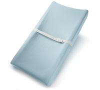 Comfy Cubs Muslin Fitted Changing Mat Cover - 100% Cotton, Soft & Breathable, Universal Fit Baby Changing Pad Cover for Flat & Curved Mats - Machine Washable & Gentle on Baby’s Skin - Sky Blue