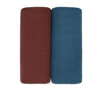 Comfy Cubs Muslin Swaddle Blankets Pack of 2-119 x 119 cm, Soft Cotton Baby Blanket Set, Large Swaddling Wraps for Newborns - Self-Soothing Baby Swaddle - Wine & Neptune