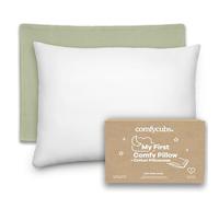 Comfy Cubs Toddler Pillow with Cotton Pillowcase, 33 cm x 46 cm - Travel & Sleep Support for Kids - Lightweight, Breathable Microfiber Fill - Soft & Cosy Baby Pillow Designed in the US - Sage