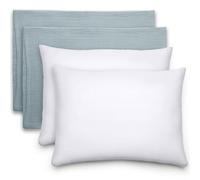 Comfy Cubs Toddler Pillow with Muslin Pillowcase, 2 Pack - 33 cm x 46 cm - Travel & Sleep Support for Kids - Soft, Cosy, Lightweight & Breathable Baby Pillow Designed in the US - Pacific Blue