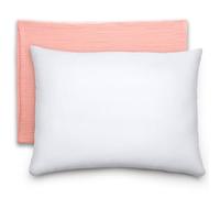 Comfy Cubs Toddler Pillow with Muslin Pillowcase, 33 cm x 46 cm - Travel & Sleep Support for Kids - Lightweight, Breathable Microfiber Fill - Soft & Cosy Baby Pillow Designed in the US - Blush