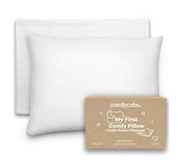 Comfy Cubs Toddler Pillow with Muslin Pillowcase, 33 cm x 46 cm - Travel & Sleep Support for Kids - Lightweight, Breathable Microfiber Fill - Soft & Cosy Baby Pillow Designed in the US - White